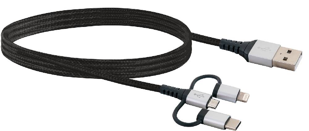 Schwaiger 3in1-Kabel USB-C/Lightning/Micro-USB 1,5 m Riesige Ersparnisse