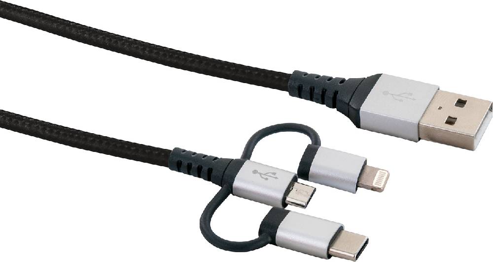 Schwaiger 3in1-Kabel USB-C/Lightning/Micro-USB 1,5 m Riesige Ersparnisse