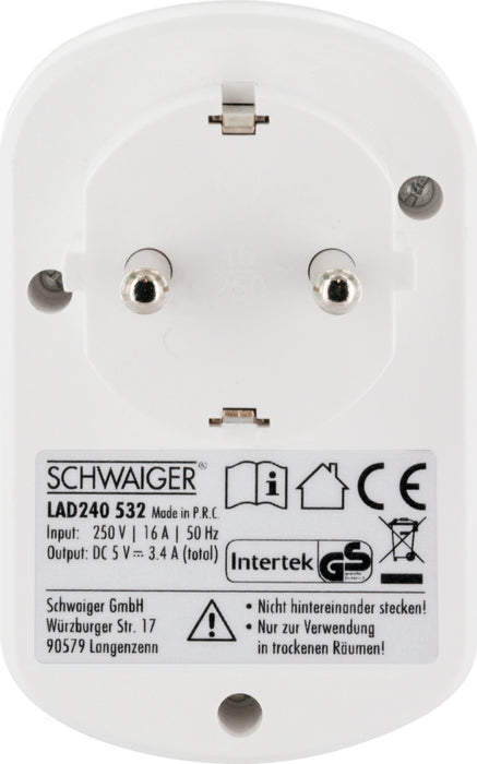 Schwaiger Ladegerät mit Steckdose + 2x USB-A Rabatte dieses Monats