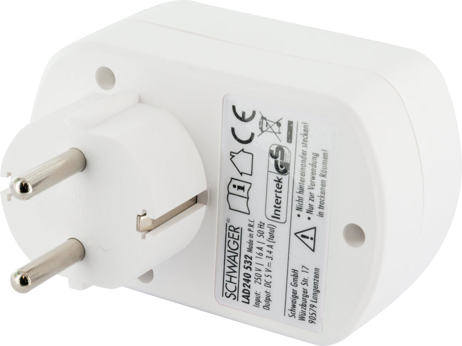 Schwaiger Ladegerät mit Steckdose + 2x USB-A Rabatte dieses Monats