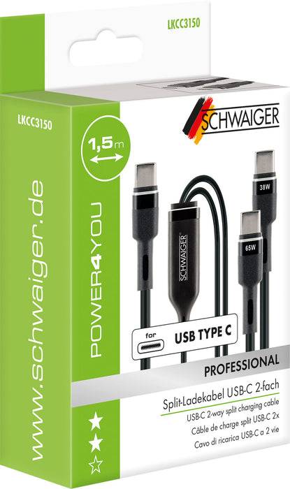 Schwaiger Split-Kabel USB-C auf USB-C 1,5 m Limitierter Zeitrabatt