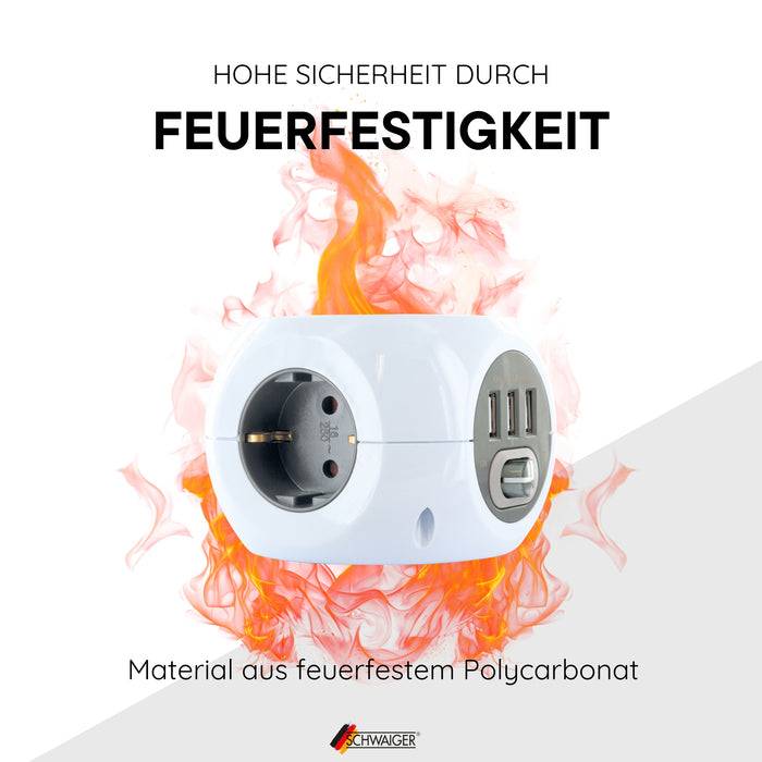 Schwaiger Steckdosenwürfel 3fach mit USB-A Buchsen Neuheiten