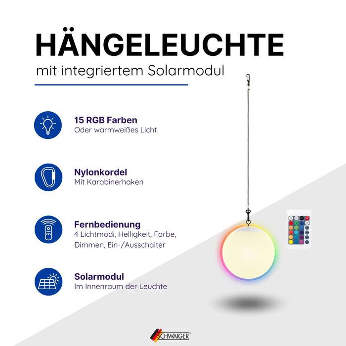 Schwaiger Solar-Hängeleuchte mit Nylonkordel Bis zu 55% Rabatt