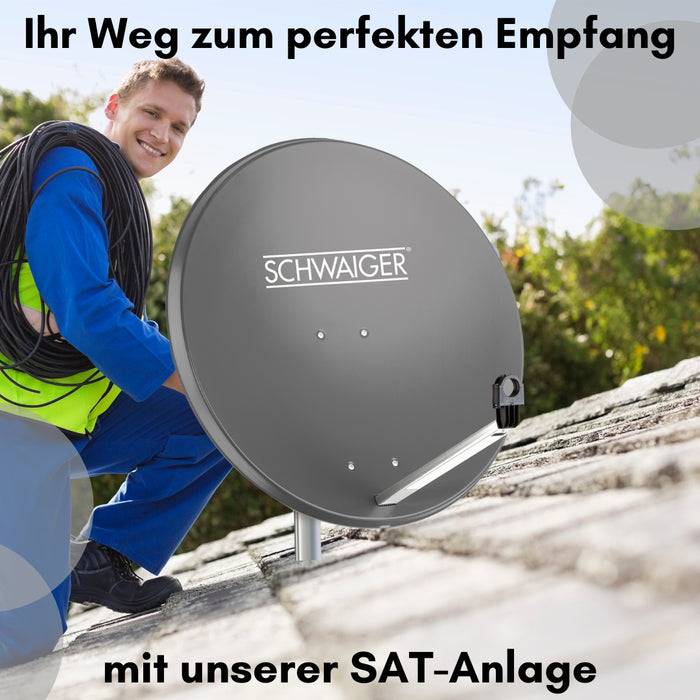 Schwaiger Satellitenanlage Set Anthrazit Aluminium 88 cm Begrenztes Angebot