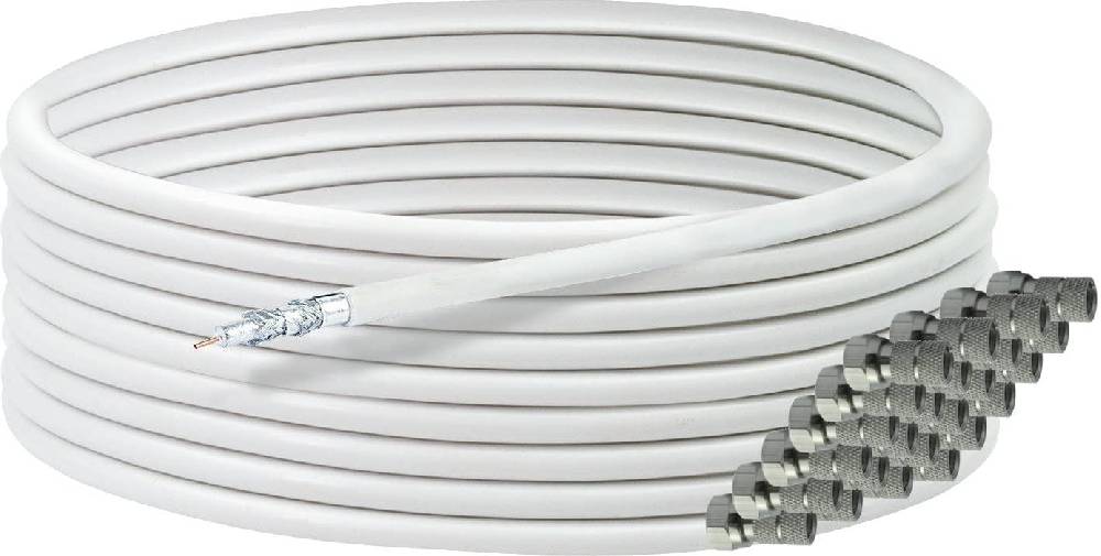 Schwaiger Koaxialkabel 50 m 135 dB mit 24 F-Steckern Jubiläumsangebot