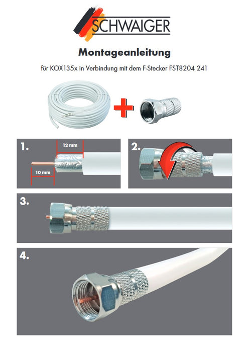 Schwaiger Koaxialkabel 50 m 135 dB mit 24 F-Steckern Jubiläumsangebot