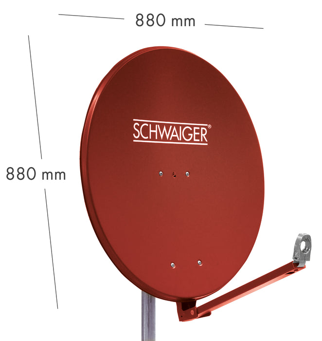 Schwaiger Satellitenanlage Set Ziegelrot Aluminium 88 cm Heißer Verkauf