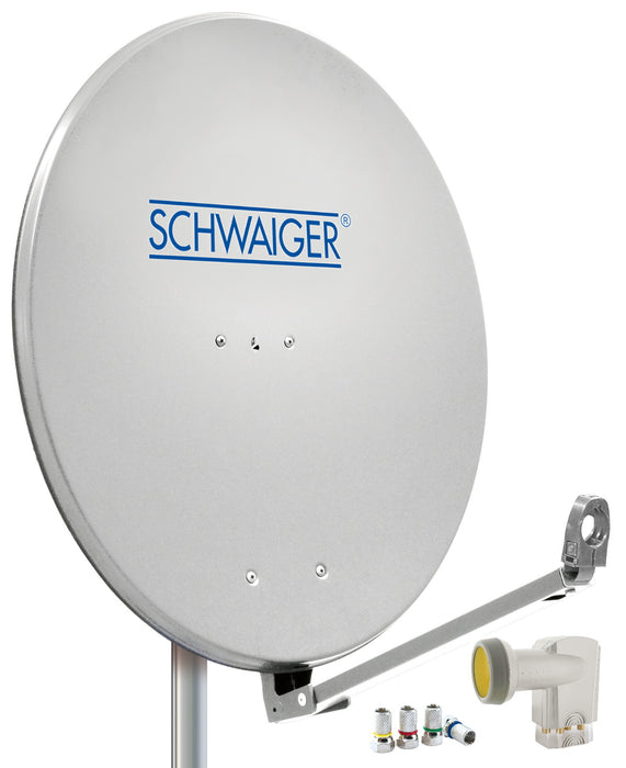 Schwaiger Satellitenanlage Set Weiß Aluminium 88 cm Zeitlich begrenztes Angebot