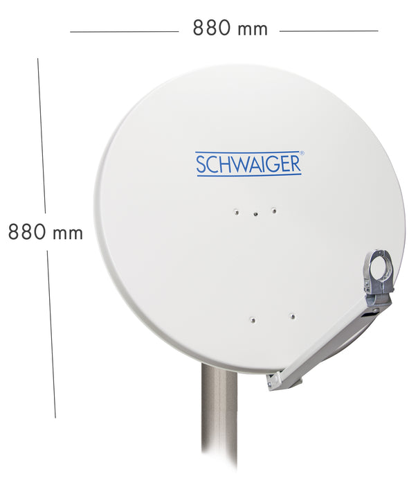 Schwaiger Satellitenanlage Set Weiß Aluminium 88 cm Zeitlich begrenztes Angebot