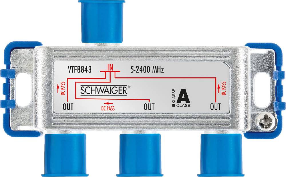 Schwaiger Verteiler 3-fach für SAT-, Antennen- und Kabelanlagen 8 dB Exklusive Angebote