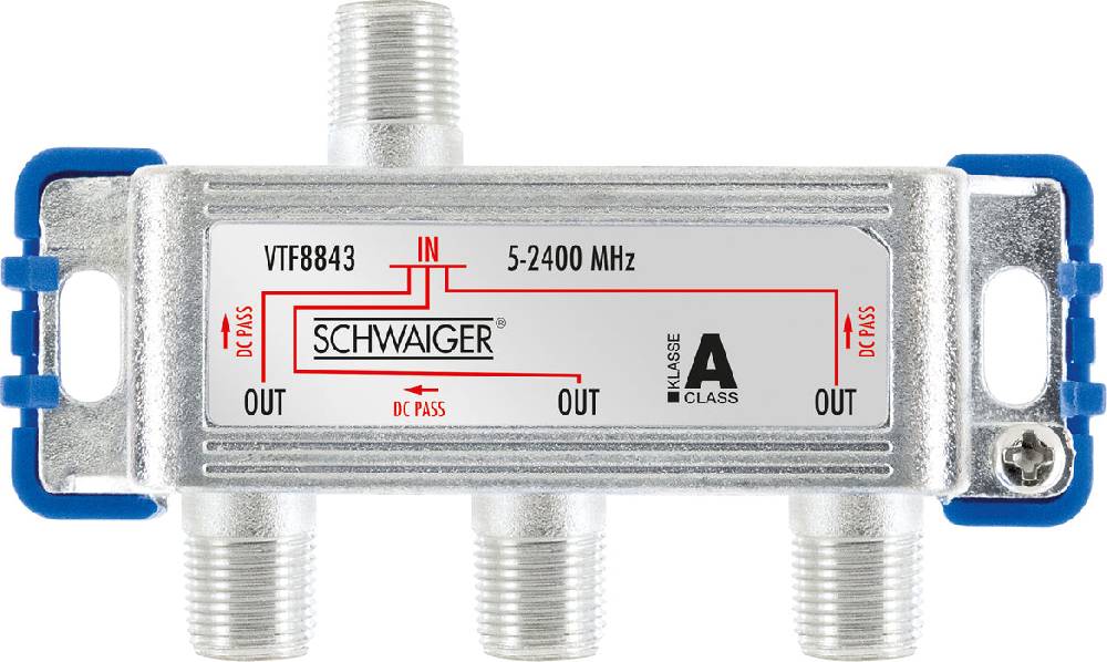 Schwaiger Verteiler 3-fach für SAT-, Antennen- und Kabelanlagen 8 dB Exklusive Angebote