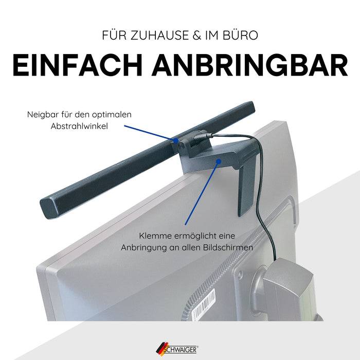 Schwaiger Monitor/Bildschirm Leuchte mit Klemmhalterung Neuheiten