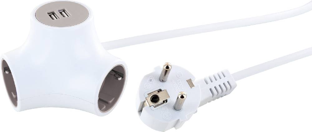 Schwaiger Steckdosenwürfel 3-fach mit 2 USB-A Slots Kostenloser Versand international