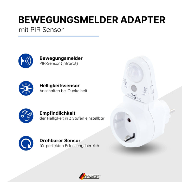 Schwaiger Bewegungsmelder Steckdosenadapter PIR Blitzverkäufe