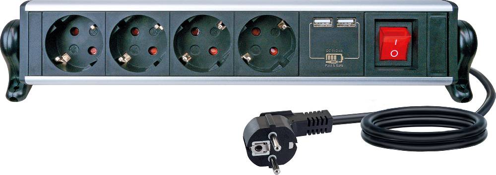 Schwaiger Steckdosenleiste mit Tischbefestigung 4-fach 2 USB-A Slots Großer Ausverkauf