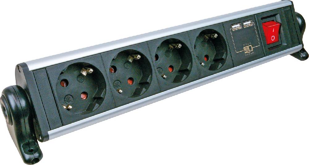 Schwaiger Steckdosenleiste mit Tischbefestigung 4-fach 2 USB-A Slots Großer Ausverkauf