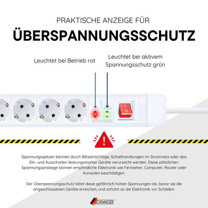 Schwaiger Steckdosenleiste 8-fach mit Überspannungsschutz 1,5 m Osterangebot