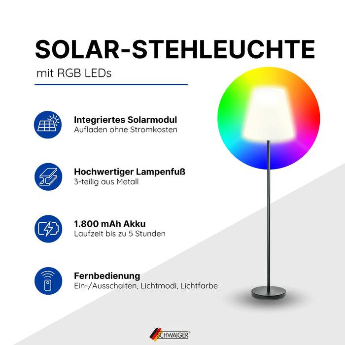 Schwaiger Solar-Stehleuchte 1,5 m RGB Vierteljährliche Förderung