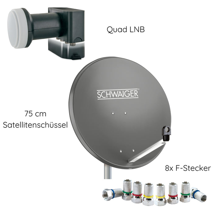 Schwaiger Satellitenanlage Set Anthrazit Stahl 75 cm Begrenztes Angebot