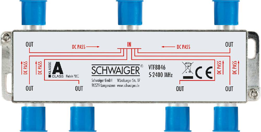 Schwaiger Verteiler 6-fach für SAT-, Antennen- und Kabelanlagen 14 dB Valentinstagsangebot