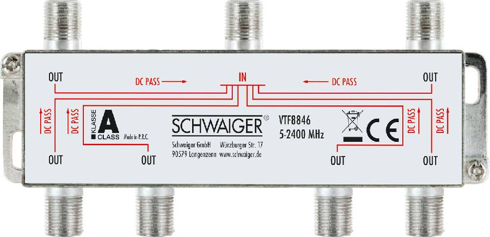 Schwaiger Verteiler 6-fach für SAT-, Antennen- und Kabelanlagen 14 dB Valentinstagsangebot