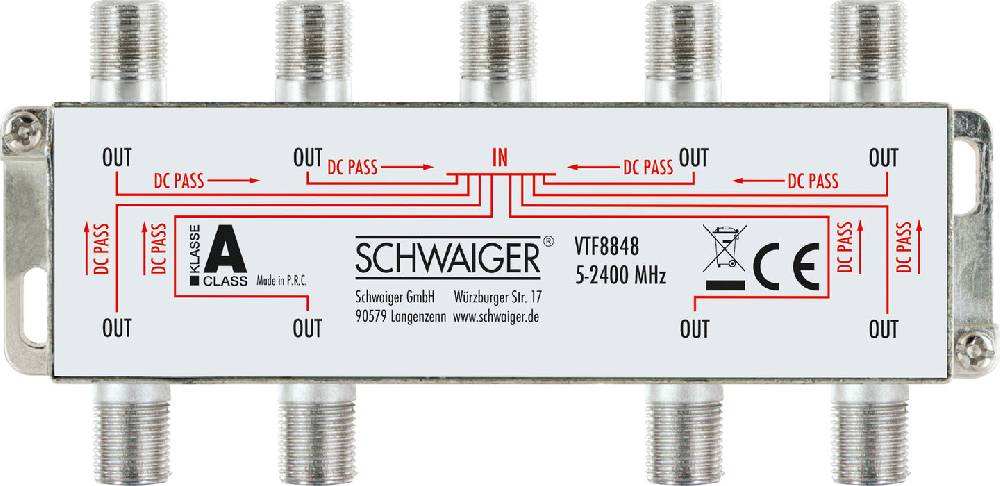 Schwaiger Verteiler 8-fach für SAT-, Antennen- und Kabelanlagen 16 dB Jubiläumsangebot