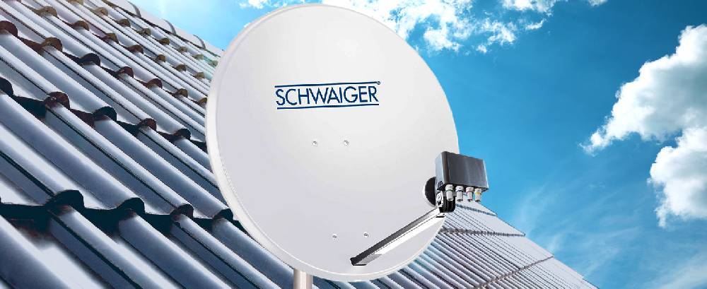 Schwaiger Satellitenanlage Set Weiß Stahl 55 cm Super Sparpreis