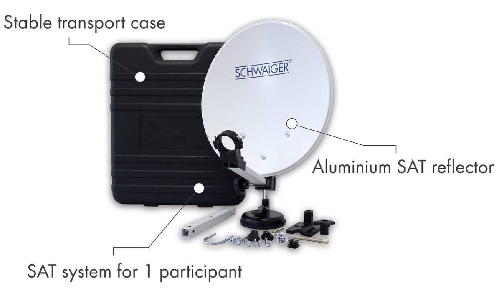 Schwaiger Camping Satellitenanlage Weiß Stahl 35 cm mit Receiver Wochenangebot