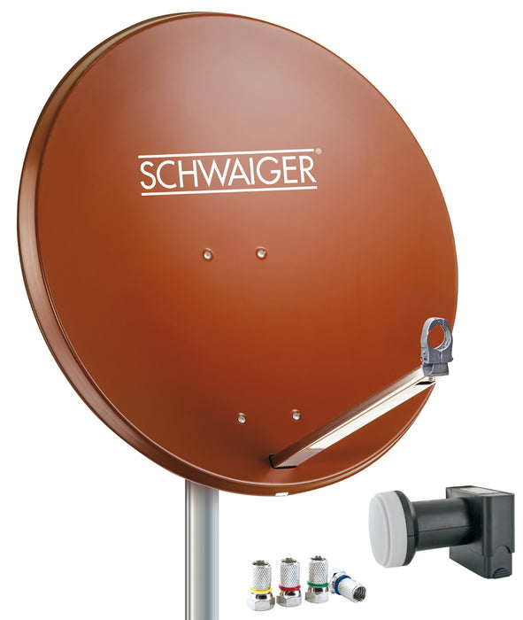 Schwaiger Satellitenanlage Set Ziegelrot Aluminium 80 cm