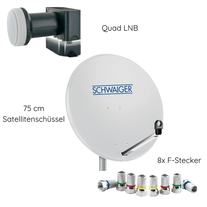 Schwaiger Satellitenanlage Set Weiß Stahl 75 cm Bis zu 55% Rabatt