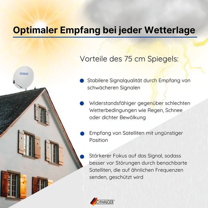 Schwaiger Satellitenanlage Set Weiß Stahl 75 cm Bis zu 55% Rabatt