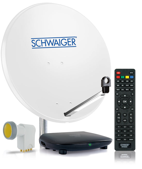 Schwaiger Satellitenanlage Weiß Stahl 75 cm mit Receiver