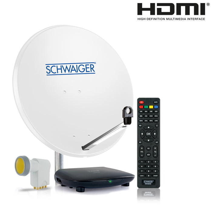 Schwaiger Satellitenanlage Weiß Stahl 75 cm mit Receiver Im Verkauf