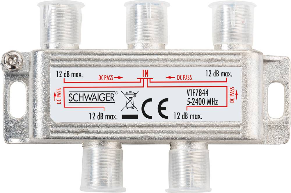 Schwaiger Verteiler 4-fach für SAT-, Antennen- und Kabelanlagen 12 dB Angebote