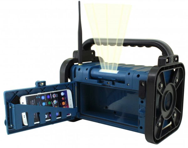 Soundmaster Stereo DAB+/UKW Baustellen-/Gartenradio mit Bluetooth®, LED-Arbeitsleuchte & Li-Ion Akku Kostenlose Rückgabe