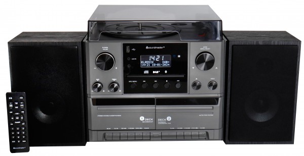 Soundmaster Stereo-Musikcenter mit DAB+/UKW Radio, CD/MP3, Plattenspieler, Doppelkassette, USB, Bluetooth®, Encoding Neuheiten