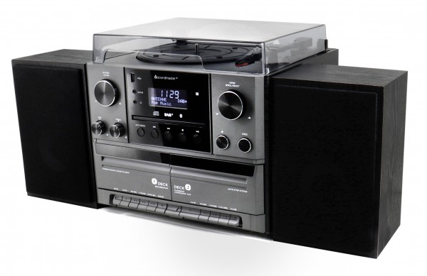 Soundmaster Stereo-Musikcenter mit DAB+/UKW Radio, CD/MP3, Plattenspieler, Doppelkassette, USB, Bluetooth®, Encoding Neuheiten
