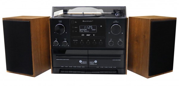 Soundmaster Stereo-Musikcenter mit DAB+/UKW Radio, CD/MP3, Plattenspieler, Doppelkassette, USB, Bluetooth®, Encoding Saisonale Angebote