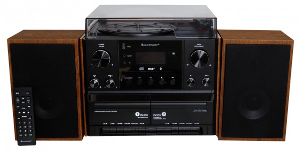 Soundmaster Stereo-Musikcenter mit DAB+/UKW Radio, CD/MP3, Plattenspieler, Doppelkassette, USB, Bluetooth®, Encoding Saisonale Angebote