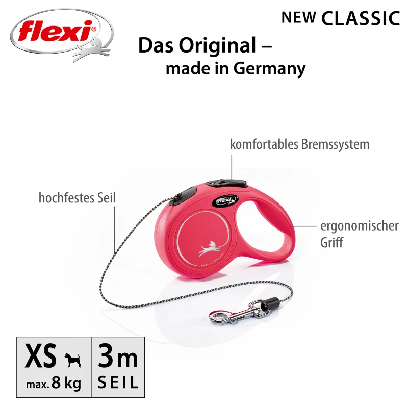 fressnapf Flexi New Classic Seil rot XS 3 m 8 kg Begrenzte Freigabe