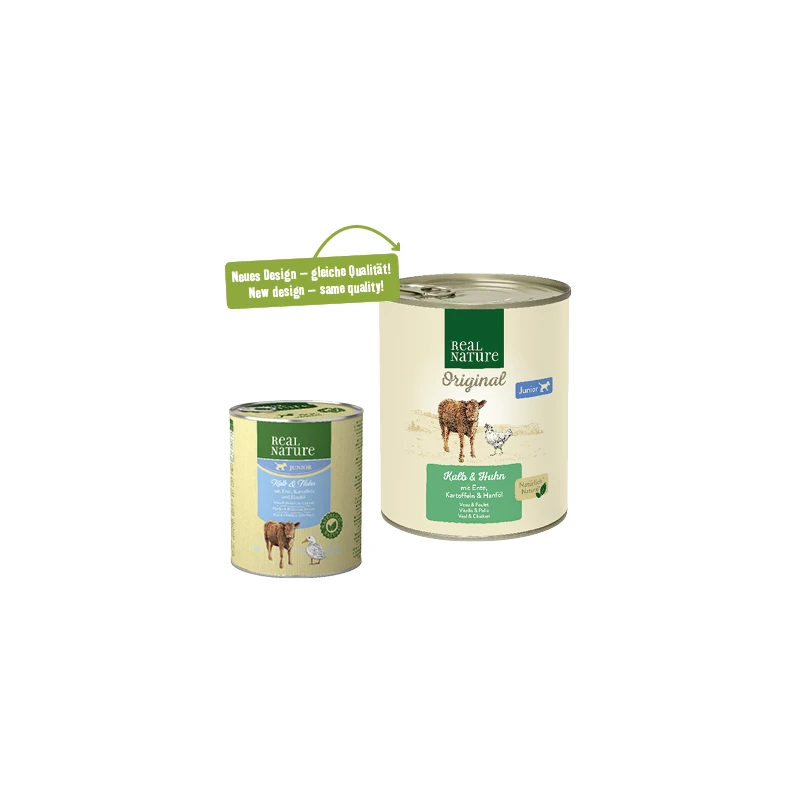fressnapf REAL NATURE Original Nassfutter für Hunde Junior Kalb & Huhn 6x800 g Exklusivangebot
