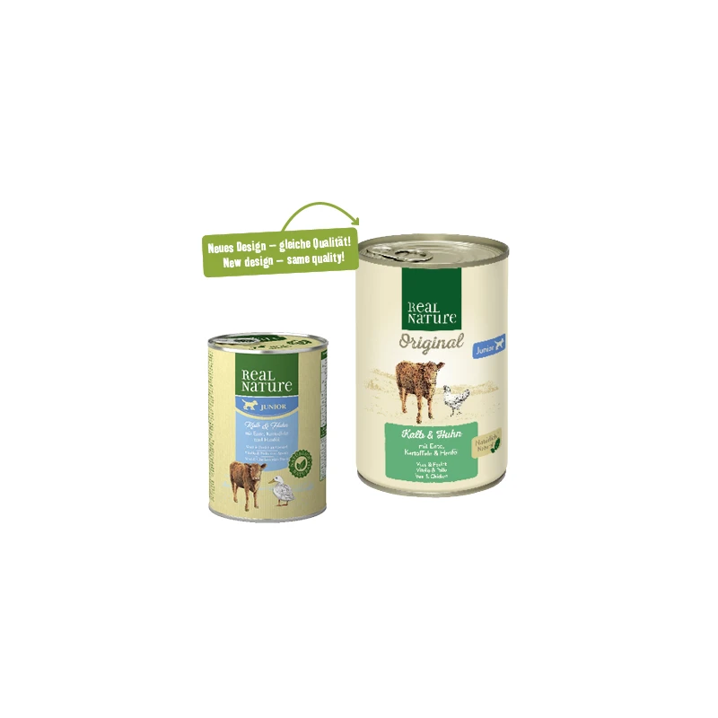 fressnapf REAL NATURE Original Nassfutter für Hunde Junior Kalb & Huhn 6x400 g Neueste Mode