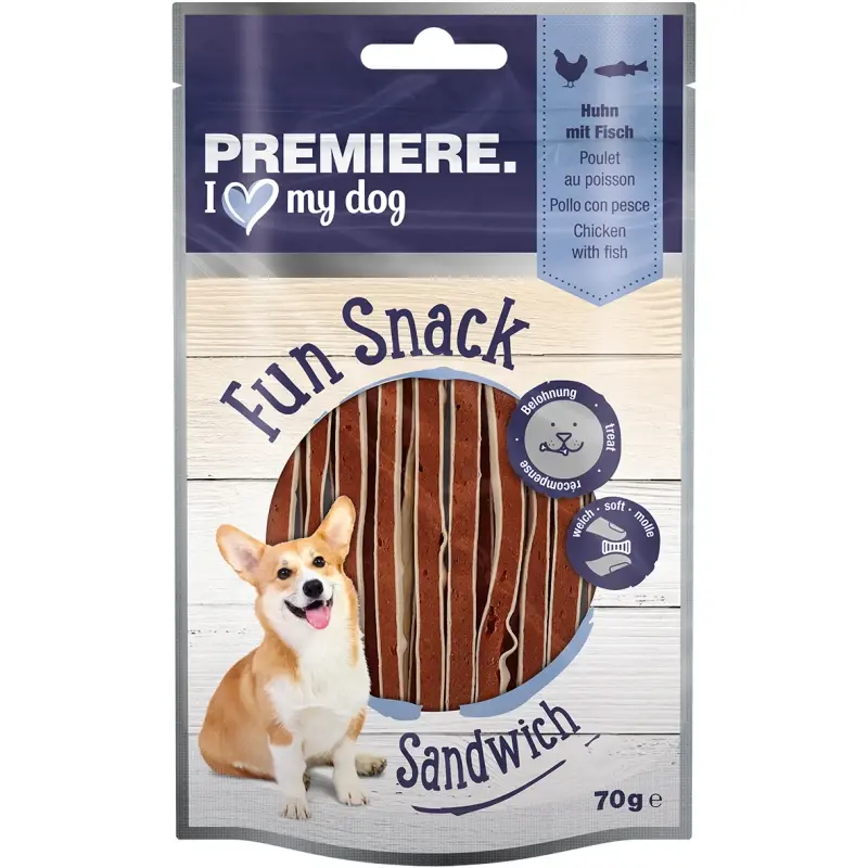 fressnapf PREMIERE Fun Snack Sandwich Huhn mit Fisch 70 g Kostenloser Versand international