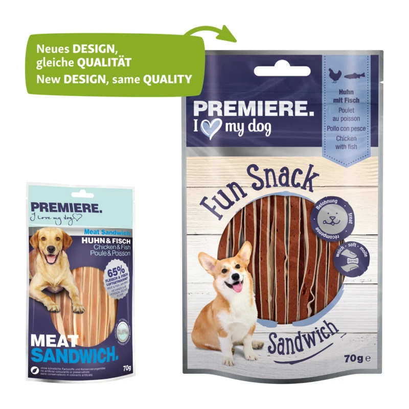 fressnapf PREMIERE Fun Snack Sandwich Huhn mit Fisch 70 g Kostenloser Versand international
