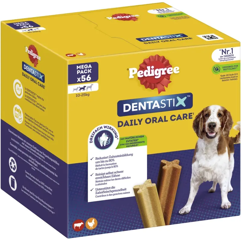 fressnapf Pedigree Zahnpflege Dentastix Multipack für mittelgroße Hunde 56 Stück