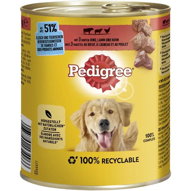 fressnapf Pedigree Classic 12x800 g 3 Sorten Rind Lamm und Huhn