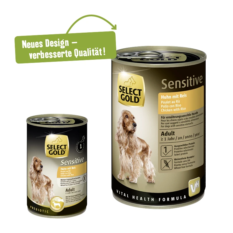 fressnapf SELECT GOLD Nassfutter Hund Sensitive Adult Huhn mit Reis 6x400 g Bis zu 50% Rabatt
