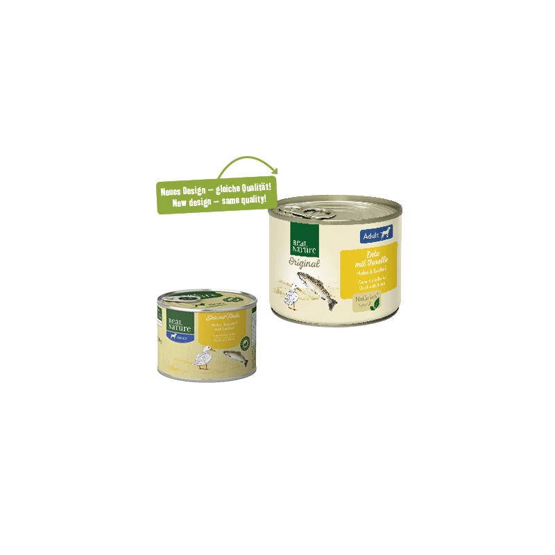 fressnapf REAL NATURE Original Nassfutter für Hunde Adult Ente mit Forelle 6x200 g 50% Rabatt mit kostenlosem Versand