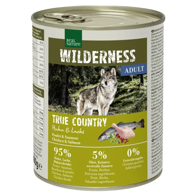 fressnapf REAL NATURE WILDERNESS Nassfutter für Hunde Adult True Country Huhn & Lachs 6x800 g