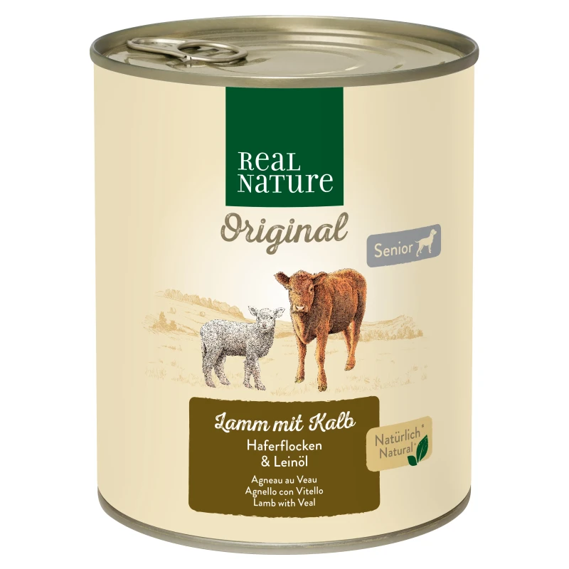 fressnapf REAL NATURE Original Nassfutter für Hunde Senior Lamm & Kalb 6x800 g